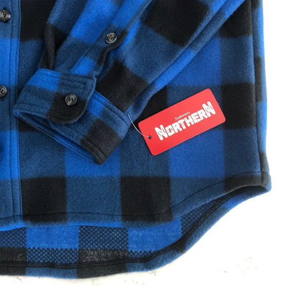 Northern Souvenirs Casual Button Down Polyester Check Jacket Blue Black Sz S NWT - Picture 5 of 12